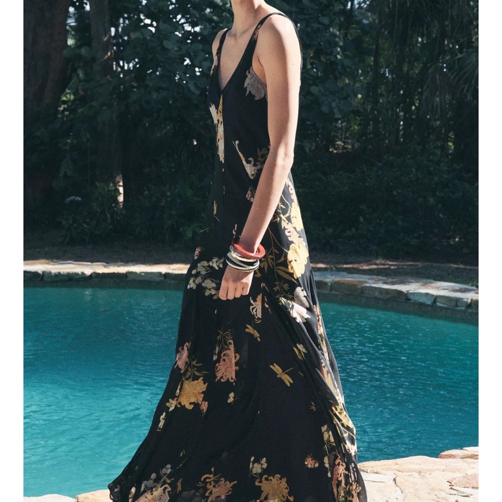 Zara Black Floral Maxi Dress